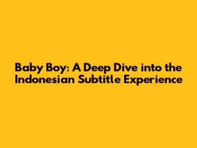 Baby Boy: A Deep Dive into the Indonesian Subtitle Experience