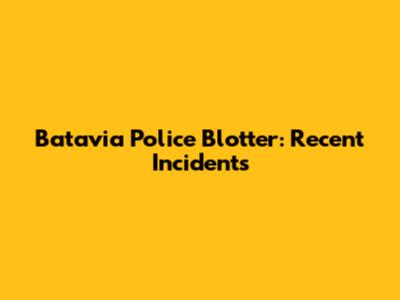 Batavia Police Blotter: Recent Incidents