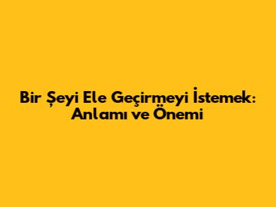Bir Şeyi Ele Geçirmeyi İstemek: Anlamı ve Önemi