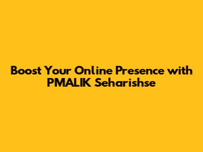 Boost Your Online Presence with PMALIK Seharishse