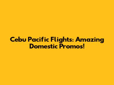Cebu Pacific Flights: Amazing Domestic Promos!