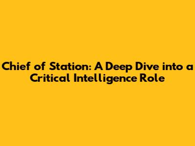 Chief of Station: A Deep Dive into a Critical Intelligence Role