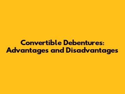 Convertible Debentures: Advantages and Disadvantages