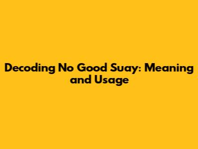 Decoding 'No Good Suay': Meaning and Usage
