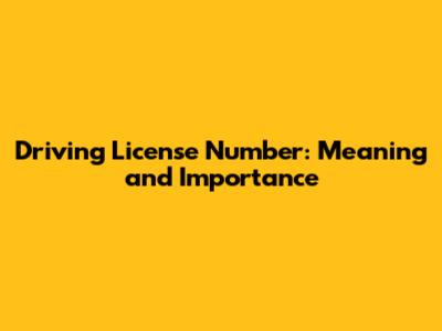 Driving License Number: Meaning and Importance