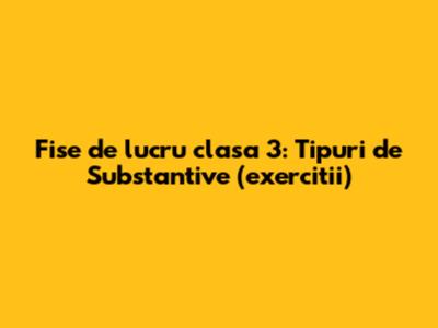 Fise de lucru clasa 3: Tipuri de Substantive (exercitii)