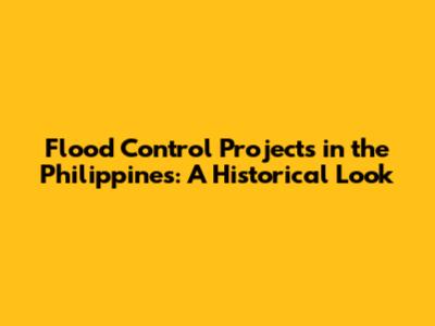 Flood Control Projects in the Philippines: A Historical Look