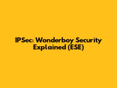 IPSec: Wonderboy Security Explained (ESE)