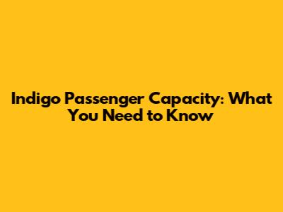 Indigo Passenger Capacity: What You Need to Know