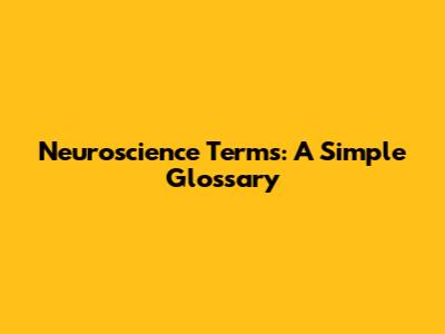 Neuroscience Terms: A Simple Glossary
