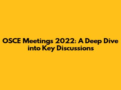 OSCE Meetings 2022: A Deep Dive into Key Discussions
