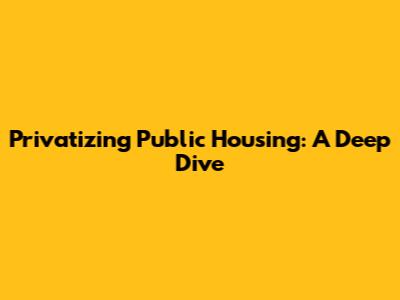 Privatizing Public Housing: A Deep Dive