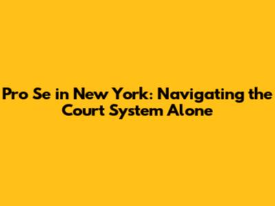 Pro Se in New York: Navigating the Court System Alone