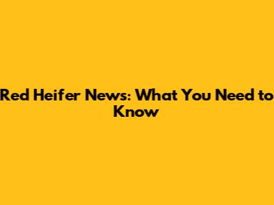 Red Heifer News: What You Need to Know