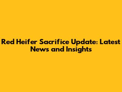 Red Heifer Sacrifice Update: Latest News and Insights