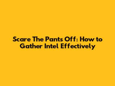 Scare The Pants Off: How to Gather Intel Effectively