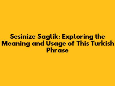 Sesinize Saglik: Exploring the Meaning and Usage of This Turkish Phrase
