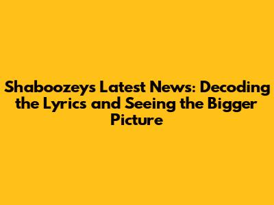 Shaboozey's Latest News: Decoding the Lyrics and Seeing the Bigger Picture