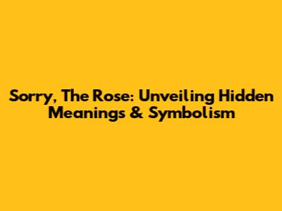Sorry, The Rose: Unveiling Hidden Meanings & Symbolism
