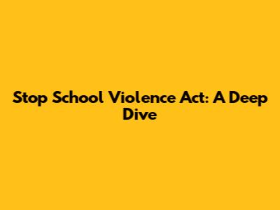 Stop School Violence Act: A Deep Dive