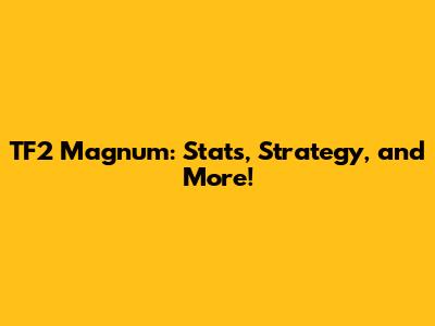 TF2 Magnum: Stats, Strategy, and More!