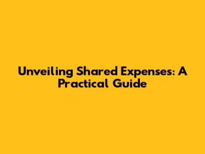 Unveiling Shared Expenses: A Practical Guide