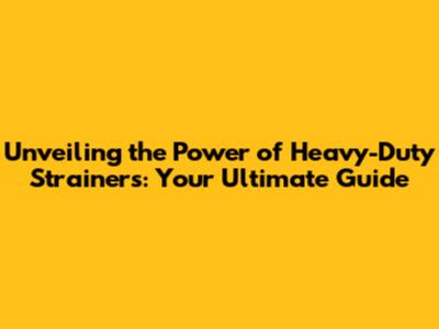 Unveiling the Power of Heavy-Duty Strainers: Your Ultimate Guide