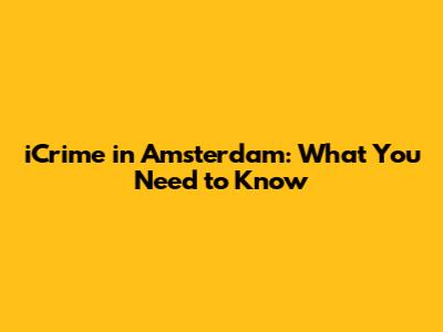 iCrime in Amsterdam: What You Need to Know