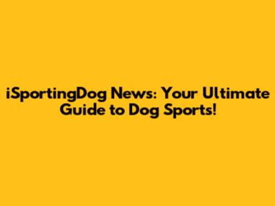 iSportingDog News: Your Ultimate Guide to Dog Sports!